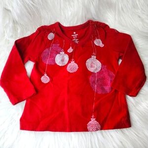 Long Sleeve Red Christmas Shirt with Ornaments Holidays baby 6-12 mos
